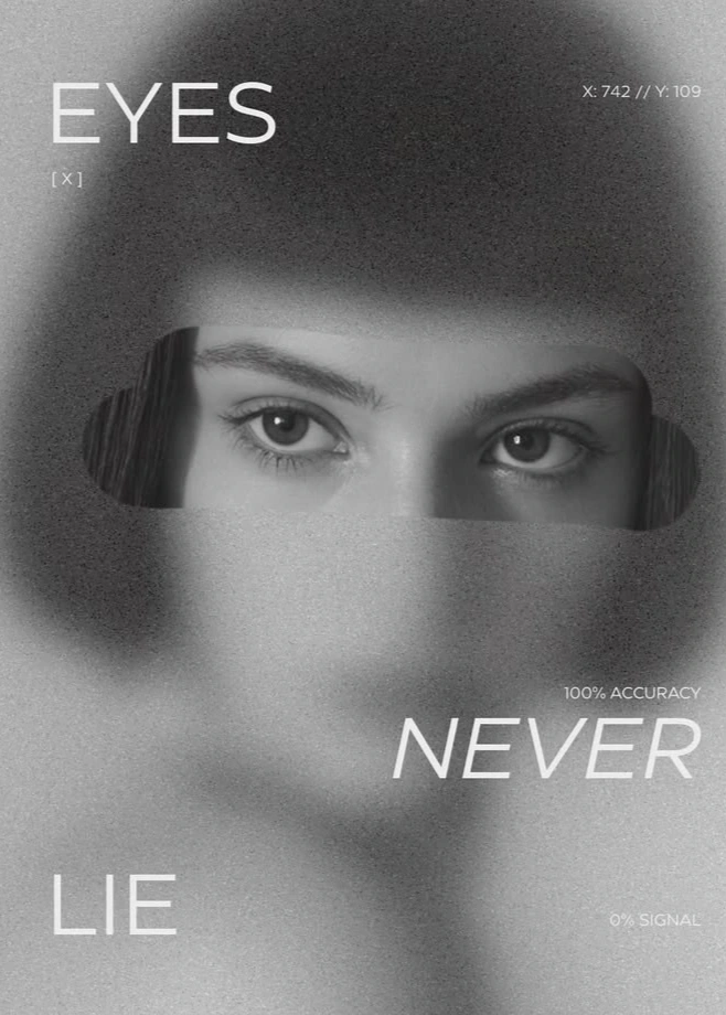 Campaña Eyes Never Lie con primer plano de una mirada.