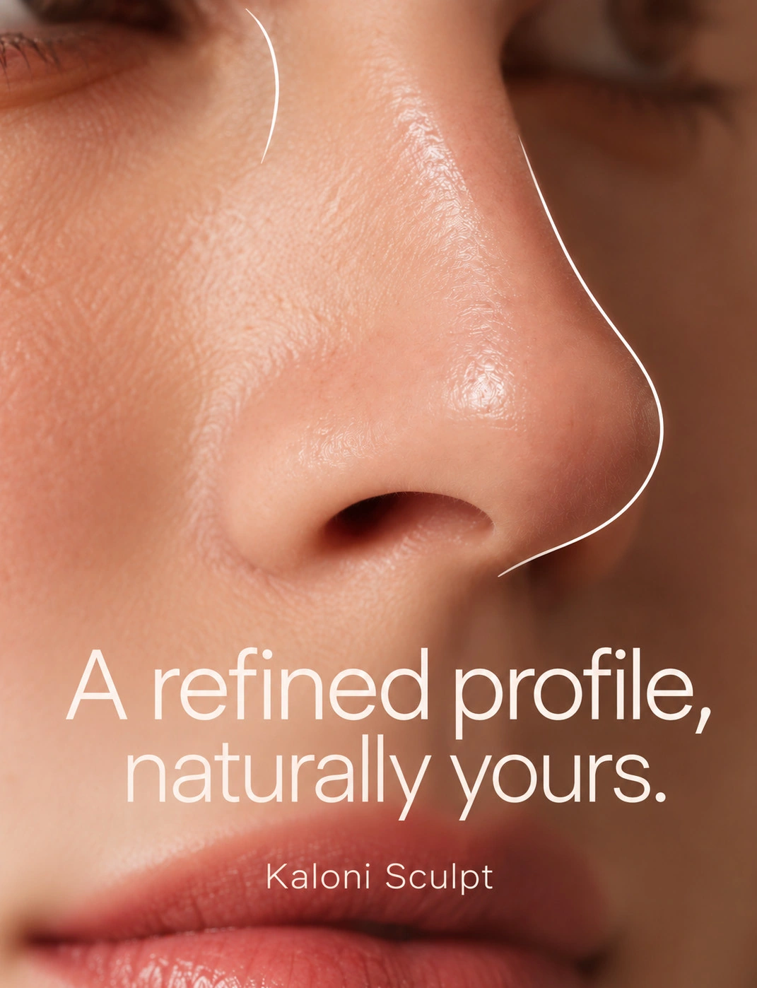 Campaña A Refined Profile, Naturally Yours con un primer plano de nariz.